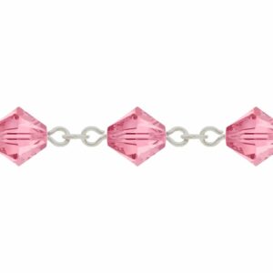 Swarovski Looped / Link Chain - 5mm - Light Rose / Sterling Silver - Price per centimeter