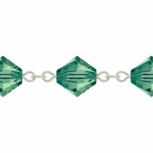 Swarovski Looped / Link Chain - 6mm - Erinite / Rhodium - Price per centimeter