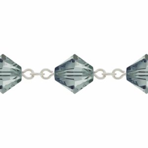 Swarovski Looped / Link Chain - 6mm - Black Diamond / Rhodium - Price per centimeter