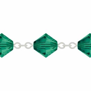 Swarovski Looped / Link Chain - 6mm - Emerald / Sterling Silver - Price per centimeter