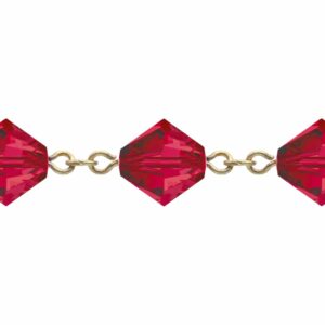 Swarovski Looped / Link Chain - 6mm - Ruby / Gold - Price per centimeter