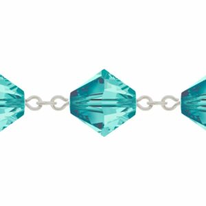 Swarovski Looped / Link Chain - 8mm - Indicolite / Rhodium - Price per centimeter