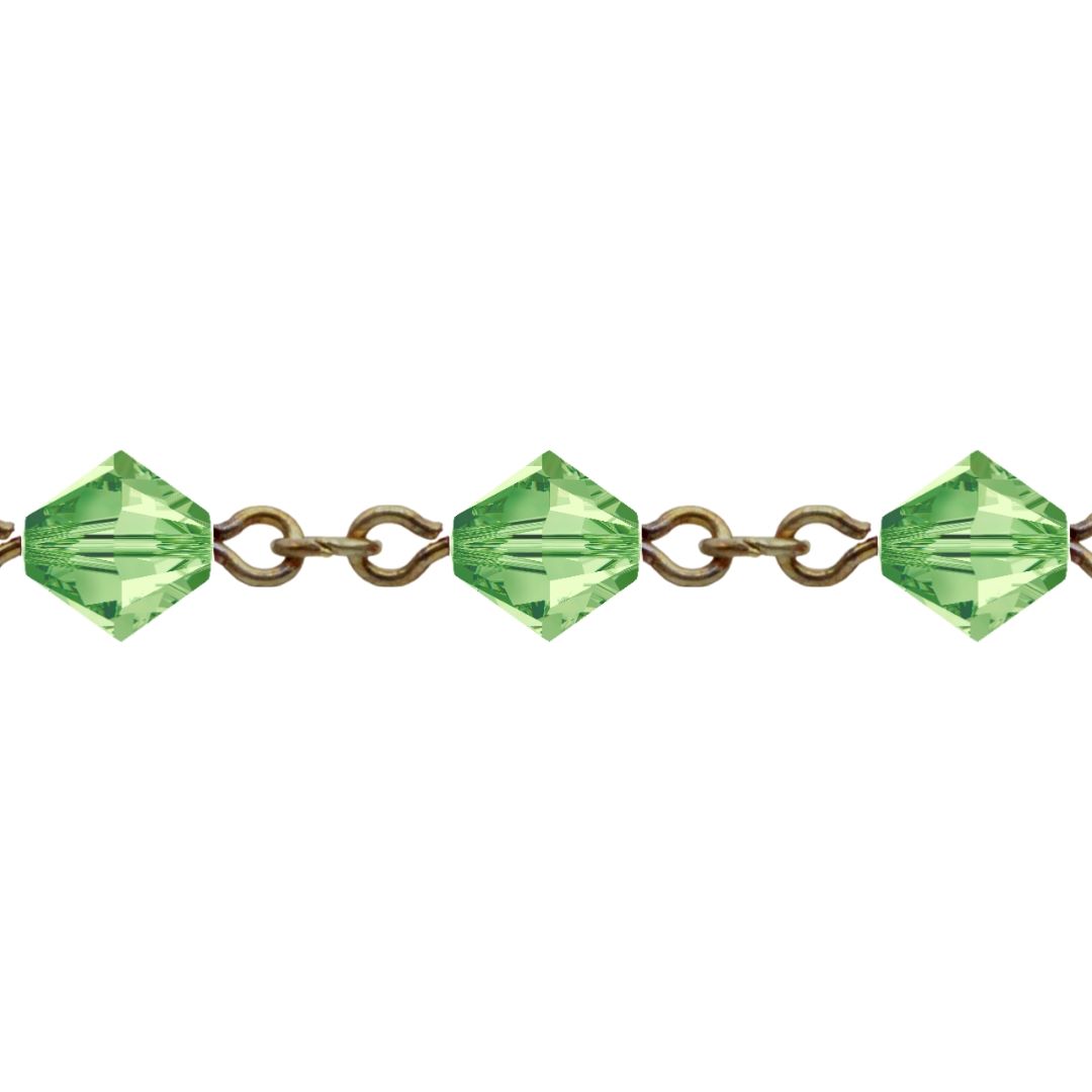 Swarovski Looped / Link Chain - 4mm - Peridot / No Plating - Price per centimeter