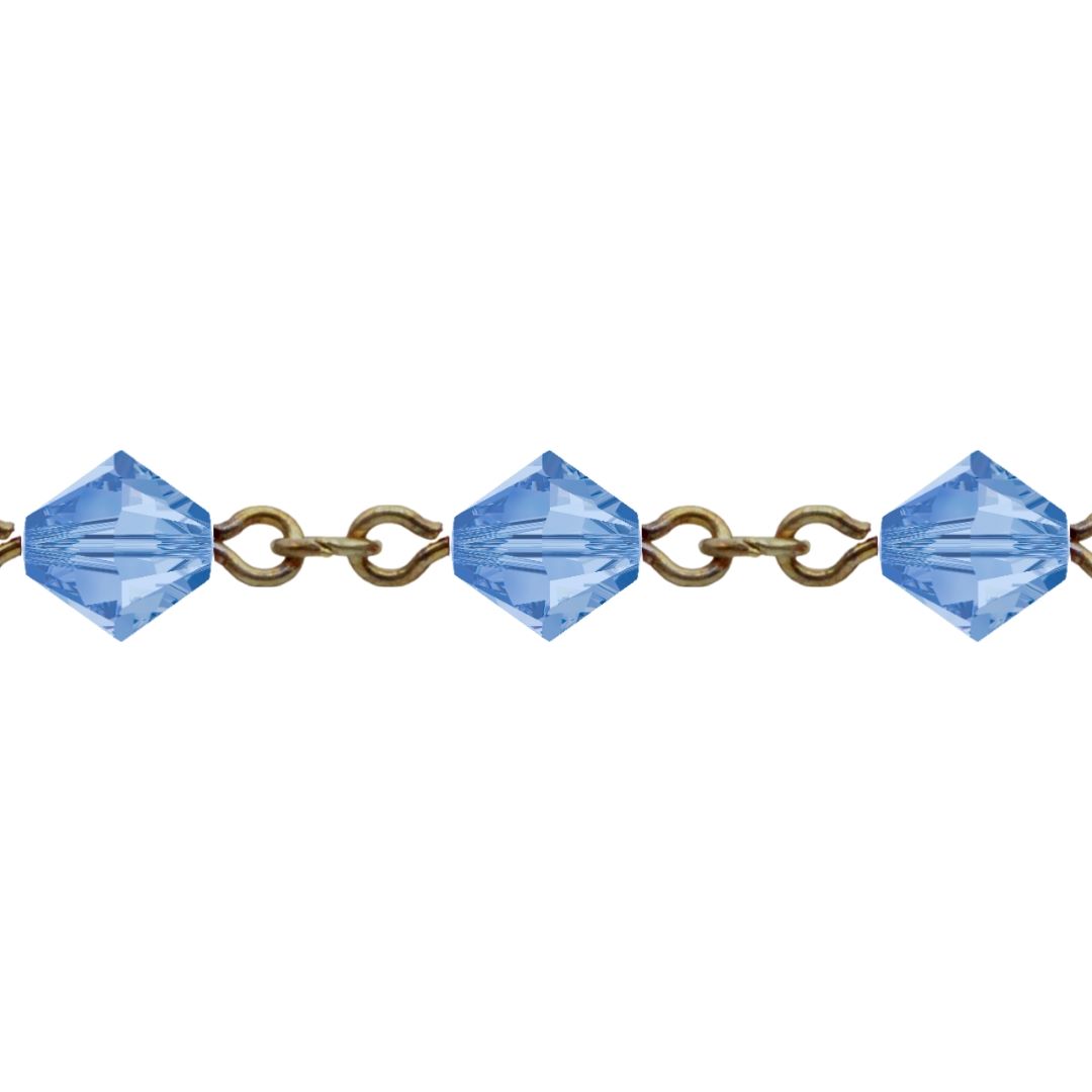 Swarovski Looped / Link Chain - 4mm - Light Sapphire / No Plating - Price per centimeter