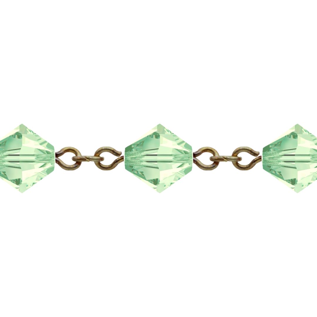Swarovski Looped / Link Chain - 5mm - Chrysolite / No Plating - Price per centimeter