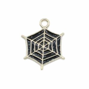 Spider Web Charm - Black - Gold - 20mm