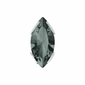 Swarovski Chaton – Navette – 10 x 5mm - Rhodium / Black Diamond