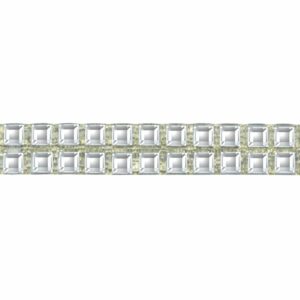 Swarotex Trimming - Square - 2 Row - 10mm - Crystal / Gold - Price per centimeter