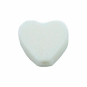 Bone Bead - Heart - 10mm - White