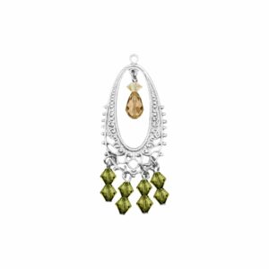 Swarovski Filigree - 50mm - Antique Silver / Olive / Lt Col Topaz