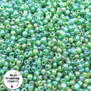 Seed Bead - 6/0 - Green AB Transparent - Price Per Gram
