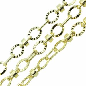 Chain - 8 x 7mm - Fancy - Gold - Price per Meter