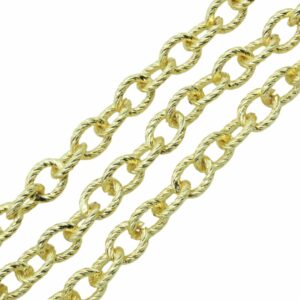 Chain - 9 x 8mm - Rope Oval - Gold - Price per Meter