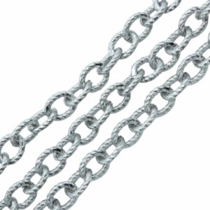 Chain - 9 x 8mm - Rope Oval - Ant Silver - Price per Meter