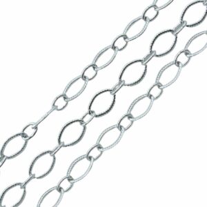 Chain - 8 x 6mm - Rope Oval - Ant Silver - Price per Meter