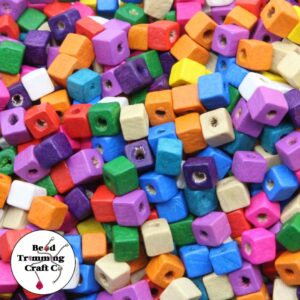 Wood Bead - Cube - 5mm - Mix - Price per gram