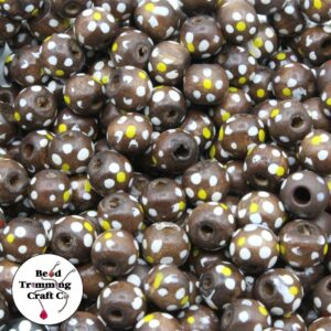 Wood Bead - Round / Flower - 10mm - Brown
