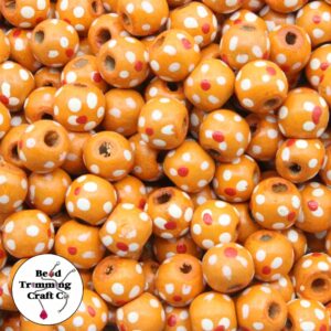 Wood Bead - Round / Flower - 10mm - Orange