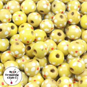 Wood Bead - Round / Flower - 12mm - Yellow