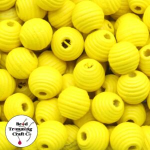 Wood Bead - Round / Beehive - 12mm - Yellow