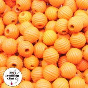 Wood Bead - Round / Beehive - 12mm - Orange