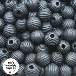 Wood Bead - Round / Beehive - 12mm - Black
