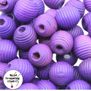 Wood Bead - Round / Beehive - 20mm - Purple