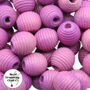 Wood Bead - Round / Beehive - 20mm - Fuchsia