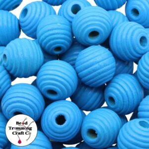 Wood Bead - Round / Beehive - 20mm - Blue