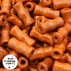 Wood Bead – Bone Shape - 16mm – Orange