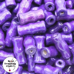 Wood Bead – Bone Shape - 16mm – Purple