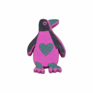 Wood Flatback - Penguin - 26mm - Pink