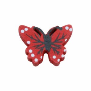 Wood Flatback - Butterfly - 25mm - Red