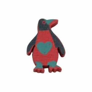 Wood Flatback - Penguin - 26mm - Red
