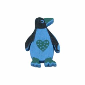 Wood Flatback - Penguin - 26mm - Blue