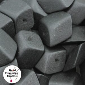 Wood Bead – Flat Cube - 30mm – Black