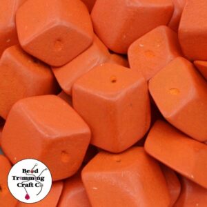 Wood Bead – Flat Cube - 30mm – Orange