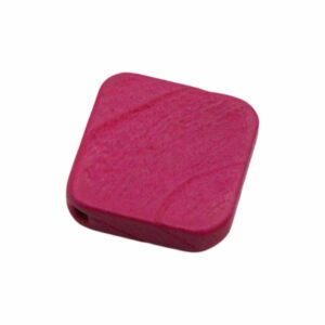 Wood Bead – Square Shape - Diagonally Drilled - 27mm – Pink