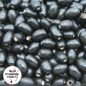 Wood Bead – Oval - 12 x 8mm - Black