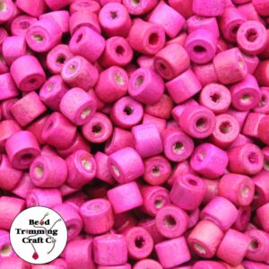 Wood Bead – Drum Shape - 8 x 6mm - Pink - Price per Gram