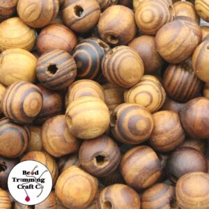 Wood Bead - 14mm - Brown / Grain