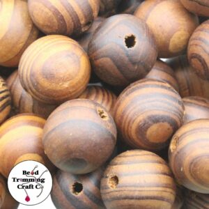 Wood Bead - 25mm - Brown / Grain