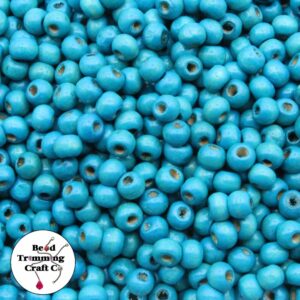 Wood Bead - 6mm - Blue