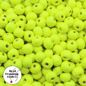 Wood Bead - 8mm - Neon Yellow