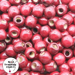Wood Bead - 12mm - Burgundy