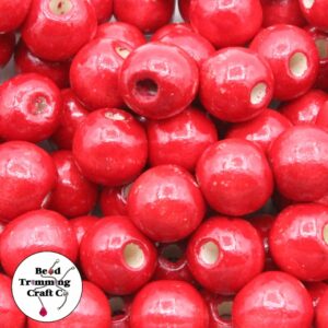 Wood Bead - 16mm - Red