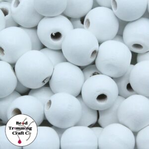Wood Bead - 16mm - White