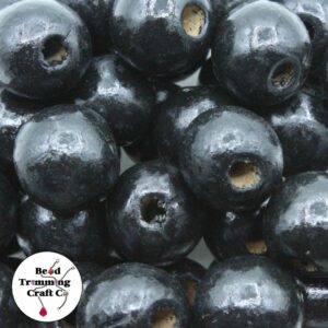 Wood Bead - 20mm - Black