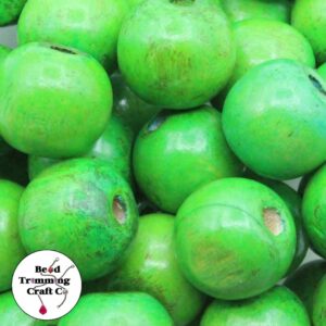 Wood Bead - 20mm - Green