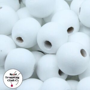 Wood Bead - 20mm - White